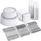 Lace Plastic Dinnerware Set with Silverware & Napkins – Wedding, Party, Mother’s Day